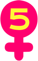 A number five inside a Venus symbol