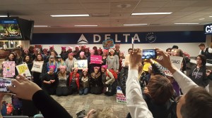 MSP Airport - 75% of the flight were women on their way to the march.