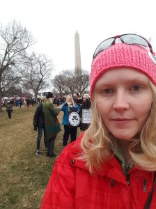 Lindsey Taveren at the Washington Monument during the Women's March on Washington
