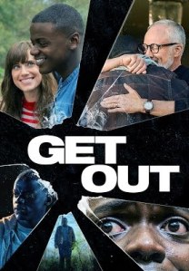 Poster of shattered glass, with each pane showing a different scene from the movie Get Out