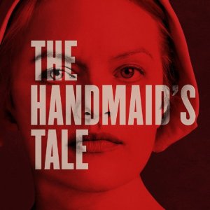 The title of A Handmaid's Tale superimposed over main character Offred's face