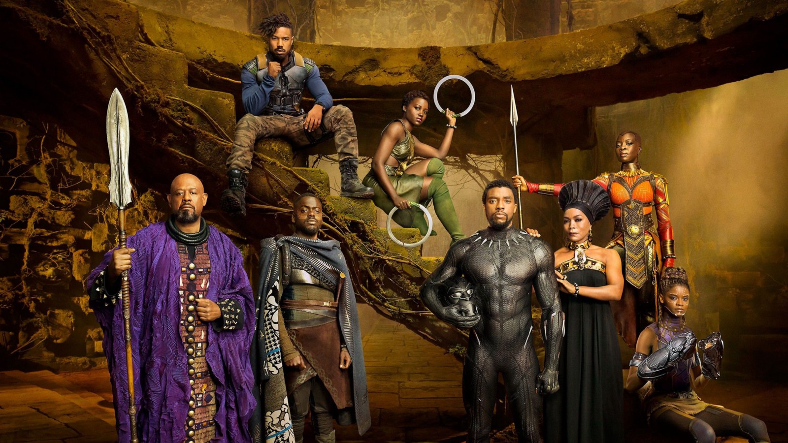 The cast of Black Panther in costume